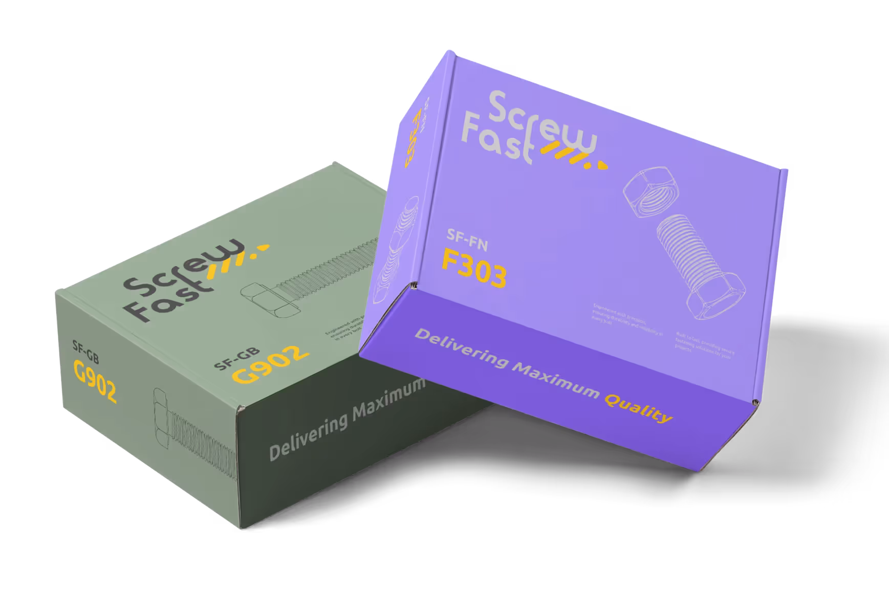 Maquettes de boîtes de boulons hexagonaux